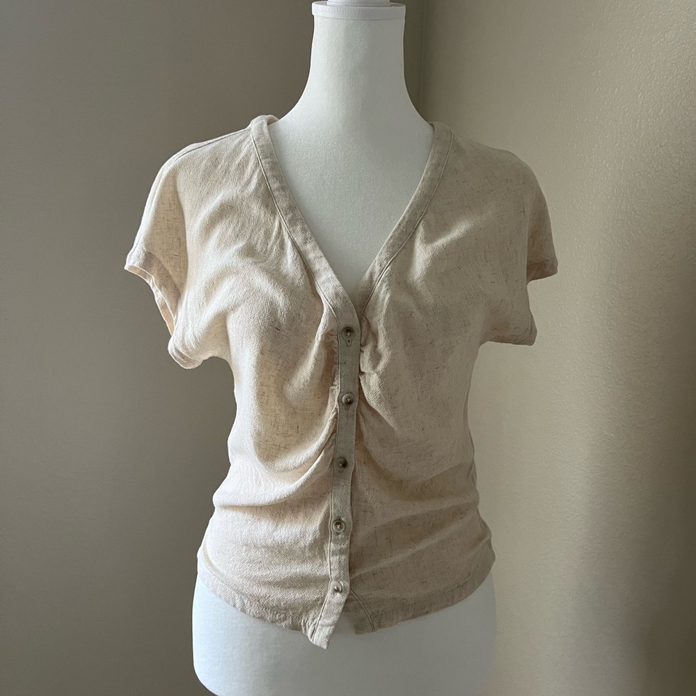 MADEWELL-Linen blend short sleeve blouse - Picture 1 of 4